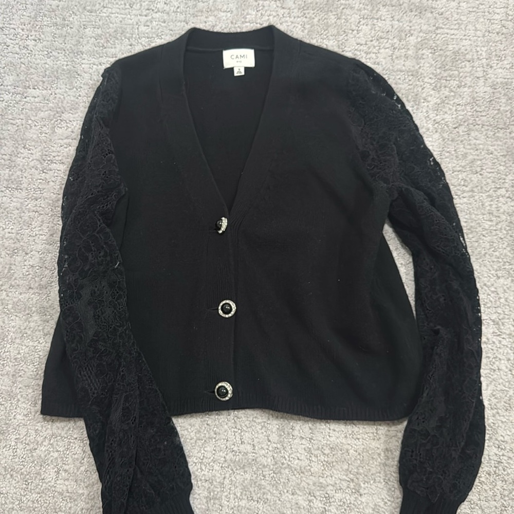 CAMI NYC lace sleeve sweater cardigan size small